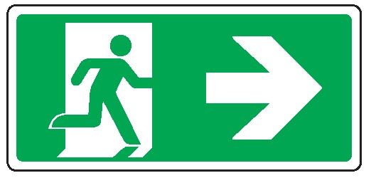 Cartello in All. 375x175 mm USCITA DI EMERGENZA A DX CON FRECCIA