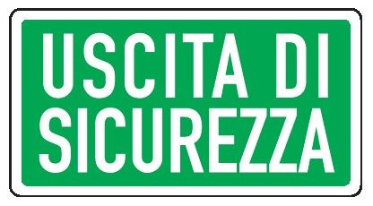 Cartello in All. 375x175 mm USCITA DI SICUREZZA (FONDO VERDE SCRITTA BIANCA)