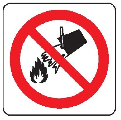 Cartello in All. 435x435 mm VIETATO USARE ACQUA PER SPEGNERE INCENDI