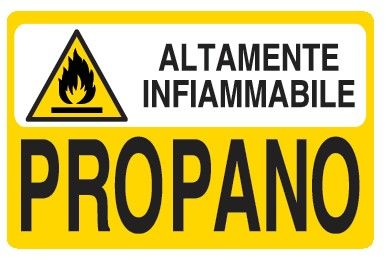 Cartello in All. 500x330 mm ALTAMENTE INFIAMMBILE PROPANO