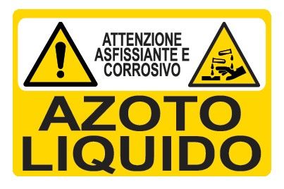 Cartello in All. 500x330 mm ATTENZIONE ASFISSIANTE E CORROSIVO AZOTO LIQUIDO