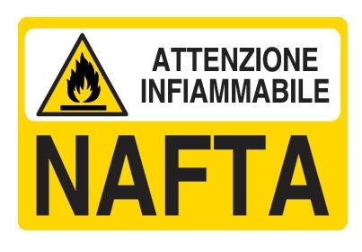 Cartello in All. 500x330 mm ATTENZIONE INFIAMMBILE NAFTA
