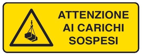 Cartello in All. 610x300 mm ATTENZIONE AI CARICHI SOSPESI