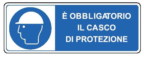 Cartello in All. 610x300 mm È OBBLIGATORIO IL CASCO DI PROTEZIONE