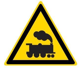 Cartello in All. Lato 210 mm PERICOLO PASSAGGIO TRENI