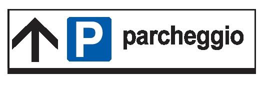 Cartello in All. Scatolato 1000x200 mm PARCHEGGIO (COMUNICARE DIREZIONE FRECCIA)