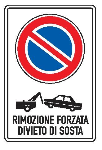 Cartello in All. Scatolato 250x450 mm RIMOZIONE FORZATA DIVIETO DI SOSTA