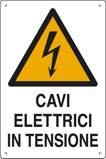 Cartello in polionda cm 60x40 CAVI ELETTRICI IN TENSIONE