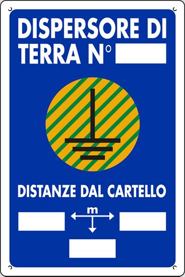 Cartello in polionda cm 60x40 DISPERSORE DI TERRA N°  DISTANZE DAL CARTELLO M