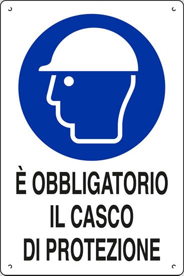 Cartello in polionda cm 60x40 È OBBLIGATORIO IL CASCO DI PROTEZIONE