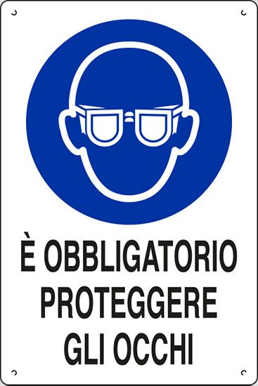 Cartello in polionda cm 60x40 È OBBLIGATORIO PROTEGGERE GLI OCCHI