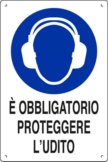 Cartello in polionda cm 60x40 È OBBLIGATORIO PROTEGGERE L'UDITO