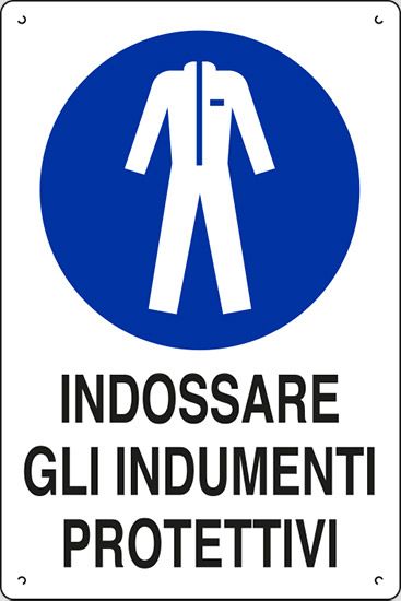Cartello in polionda cm 60x40 INDOSSARE GLI INDUMENTI PROTETTIVI
