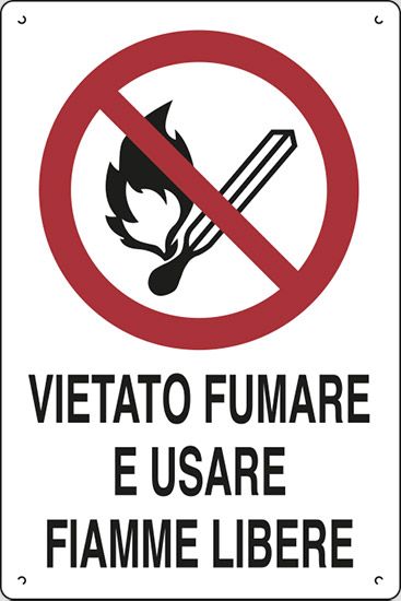 Cartello in polionda cm 60x40 VIETATO FUMARE E USARE FIAMME LIBERE