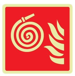 Cartello Luminescente bifacciale in All. 115x115 mm  IDRANTE (SIMBOLO GIRELLA) (FONDO ROSSO)