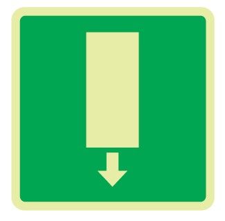 Cartello Luminescente bifacciale in All. 245x245 mm USCITA DI EMERGENZA IN BASSO (FONDO VERDE)