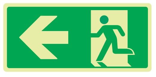 Cartello Luminescente bifacciale in All. 375x175 mm USCITA DI EMERGENZA A SX CON FRECCIA