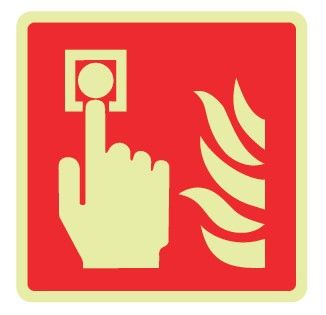 Cartello Luminescente in All. 115x115 mm PULSANTE ALLARME ANTINCENDIO (FONDO ROSSO)