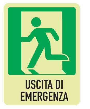 Cartello Luminescente in All. 155x205 mm USCITA DI EMERGENZA A SX