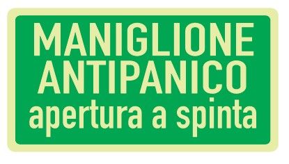 Cartello Luminescente in All. 375x175 mm MANIGLIONE ANTIPANICO APERTURA A SPINTA