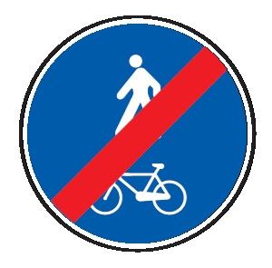 Cartello Ø 40 cm Alluminio Scatolato Classe 1 FINE DELLA PISTA CICLABILE CONTINGUA AL MARCIAPIEDE