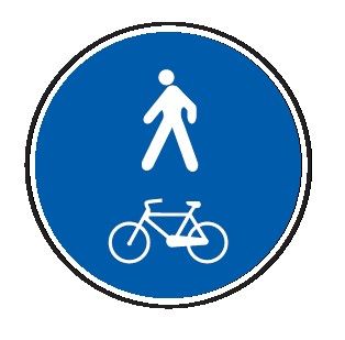 Cartello Ø 40 cm Alluminio Scatolato Classe 2 PISTA CICLABILE CONTINGUA AL MARCIAPIEDE