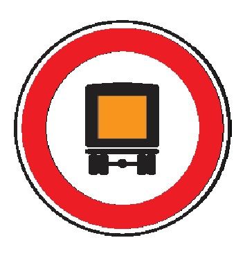 Cartello Ø 40 cm Lamiera Scatolata Classe 1 TRANSITO VIETATO AI VEICOLI CHE TRASPORTANO MERCI PERICOLOSE