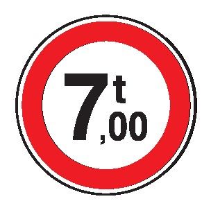 Cartello Ø 60 cm Lamiera Scatolata CLASSE 2TRANSITO VIETATO AI VEICOLI AVENTI UNA MASSA SUPERIORE A … T