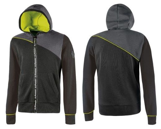 Felpa full zip c/cappuccio U POWER - JUPITER black carbon