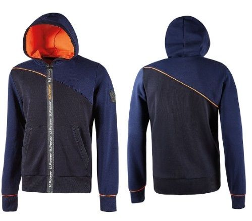 Felpa full zip c/cappuccio U POWER - JUPITER deep blue