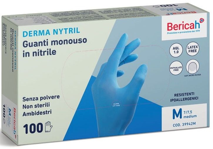 Guanti in nitrile BLU DERMANITRIL box da 100 pz.
