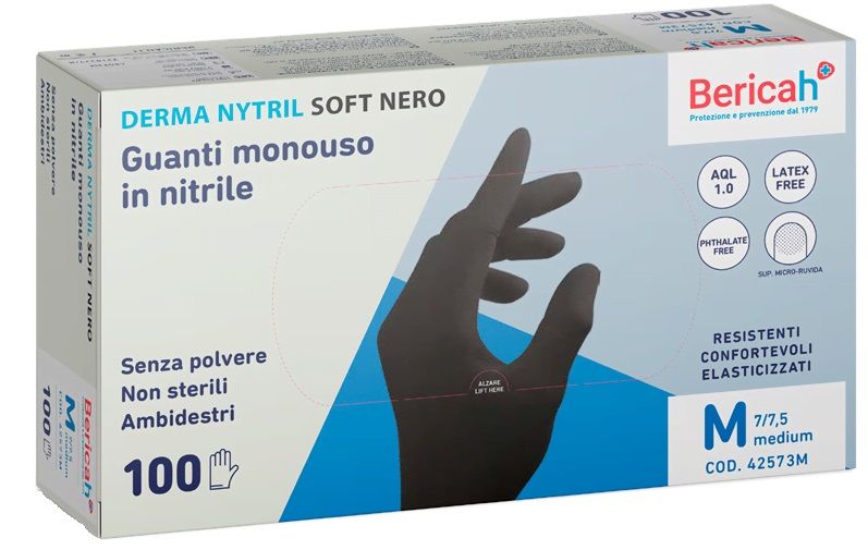 Guanti in nitrile DERMA NYTRIL SOFT NERO box da 100 pz.