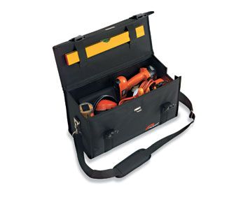 Borsa portautensili rigida in tessuto con cinghia a tracolla